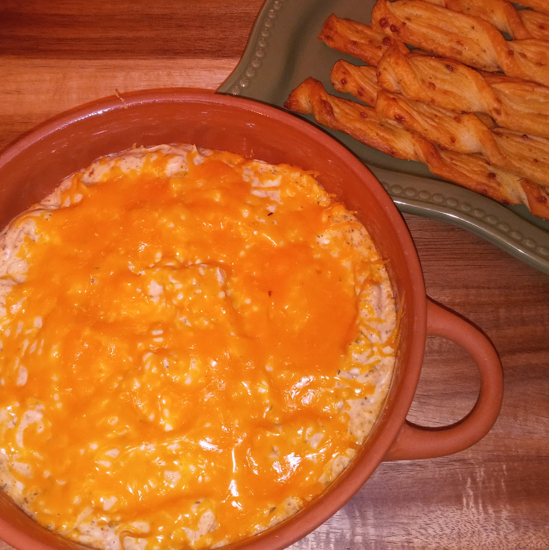 Easy Cheesy Jalapeno Dip with breadsticks